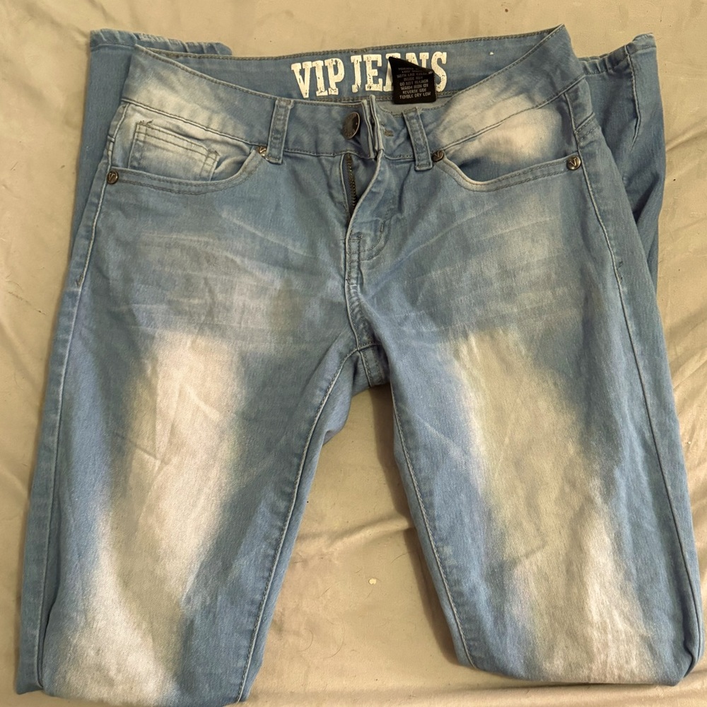 VIP JEANS baby blue bleached low rise jeans